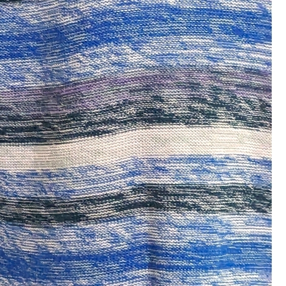 Eddie Bauer Pullover V-Neck Striped 100% Cotton Blue Gray Cozy Sweater Size XS - Picture 4 of 12